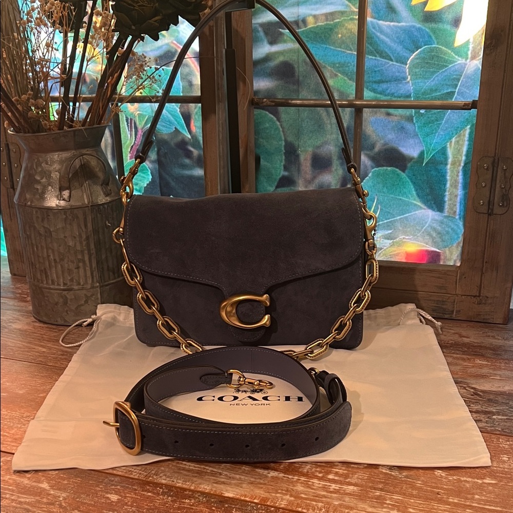 Coach Chain Tabby Brass/ Light Denim Suede